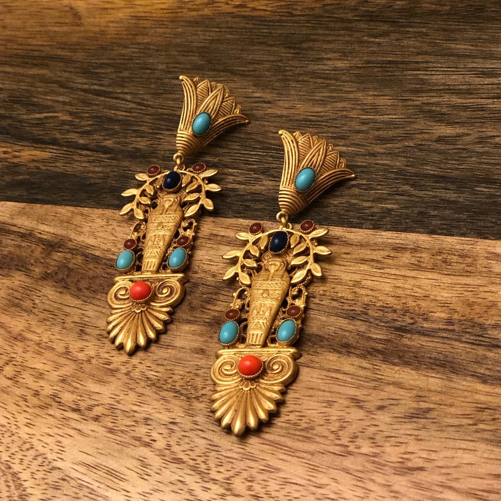 ASKEW LONDON EGYPTIAN REVIVAL LONG DROP EAR CLIP